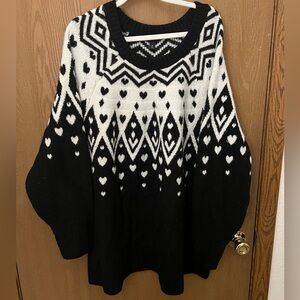 Torrid 3 Black and White Heart Sweater